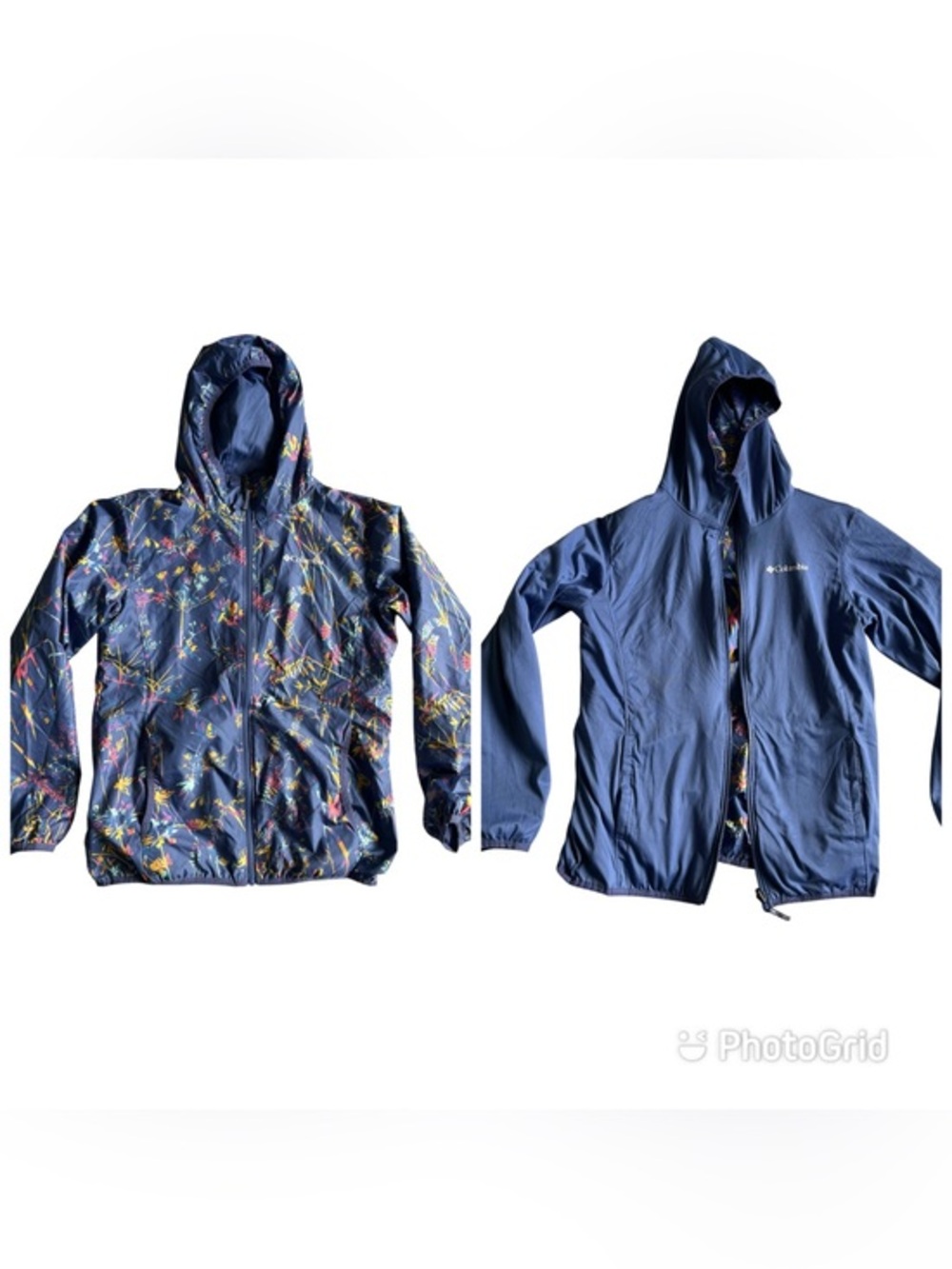 Columbia Reversible lilac Hooded rain Jacket with Floral Print